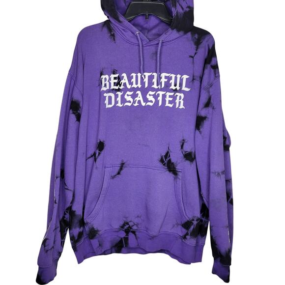 Beautiful Disaster Purple Tie Dye Know My Story Pullover Hoodie Size Curvy 2XL - Picture 1 of 10